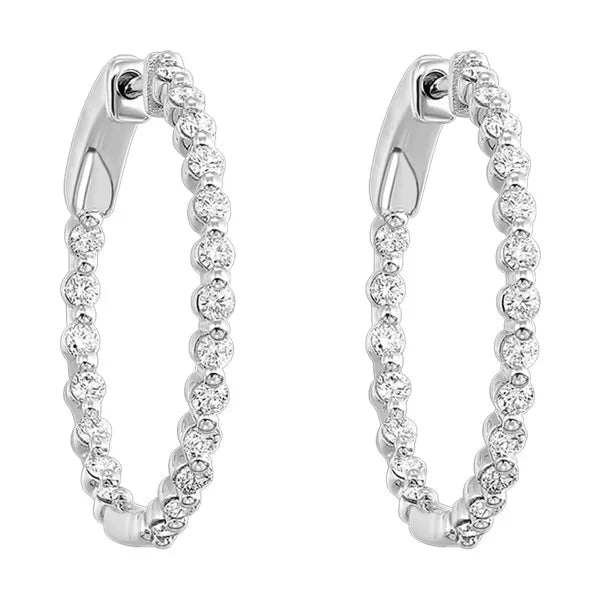 14K White Gold Diamond 1Ctw Earrings