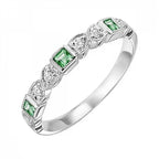 14Kt Yellow Gold Diamond 1/10Ctw & Emerald 1/6Ctw Ring