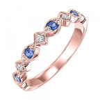 14Kt Yellow Gold Diamond 1/20Ctw & Sapphire 1/6Ctw Ring