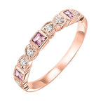 14Kt Yellow Gold Diamond 1/12Ctw & Pink Tourmaline 1/7Ctw Ring