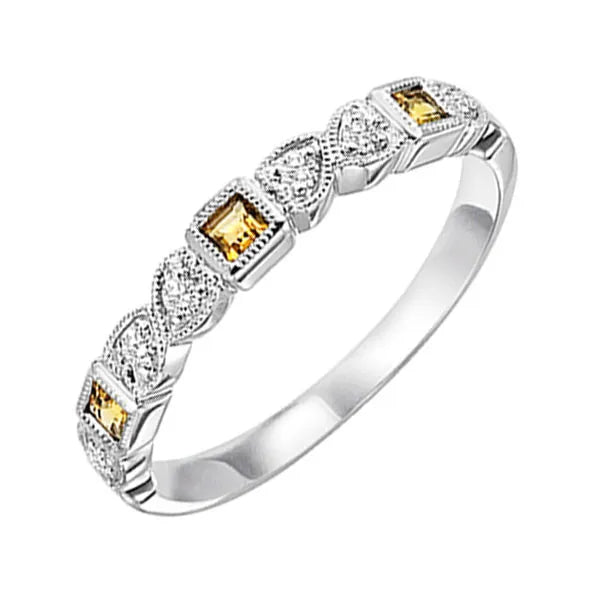 14Kt Yellow Gold Diamond 1/12Ctw & Citrine 1/7Ctw Ring