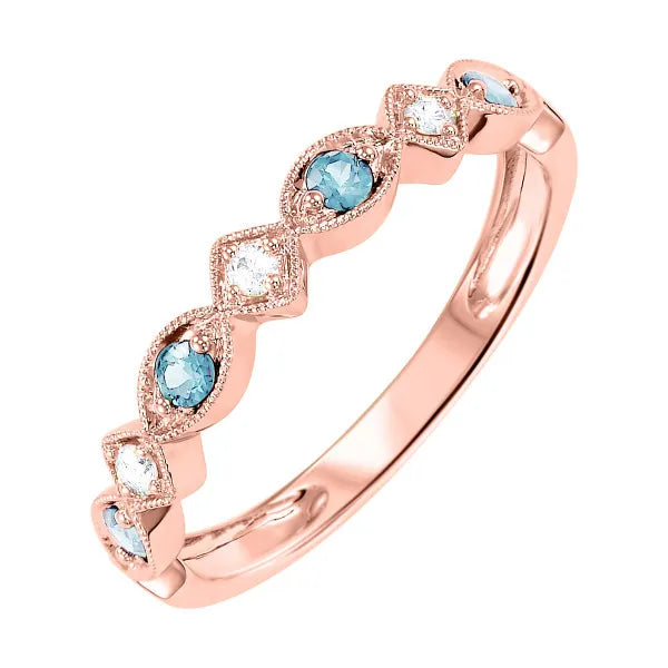 14Kt Yellow Gold Diamond 1/20Ctw & Blue Topaz 1/6Ctw Ring