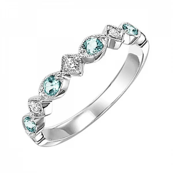 14Kt Yellow Gold Diamond 1/20Ctw & Blue Topaz 1/6Ctw Ring