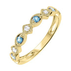 14Kt Yellow Gold Diamond 1/20Ctw & Blue Topaz 1/6Ctw Ring