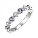 14Kt Yellow Gold Diamond 1/20Ctw & Amethyst 1/6Ctw Ring