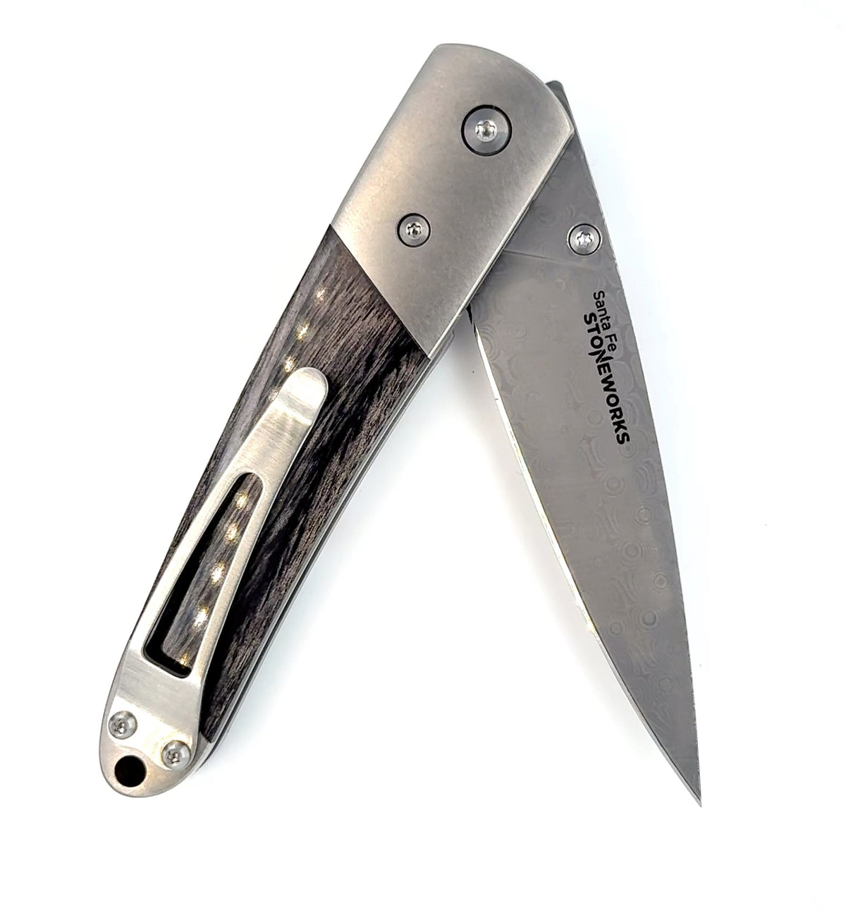 Santa Fe StoneWorks Fordite Damascus 4" Blade Linerlock Knife