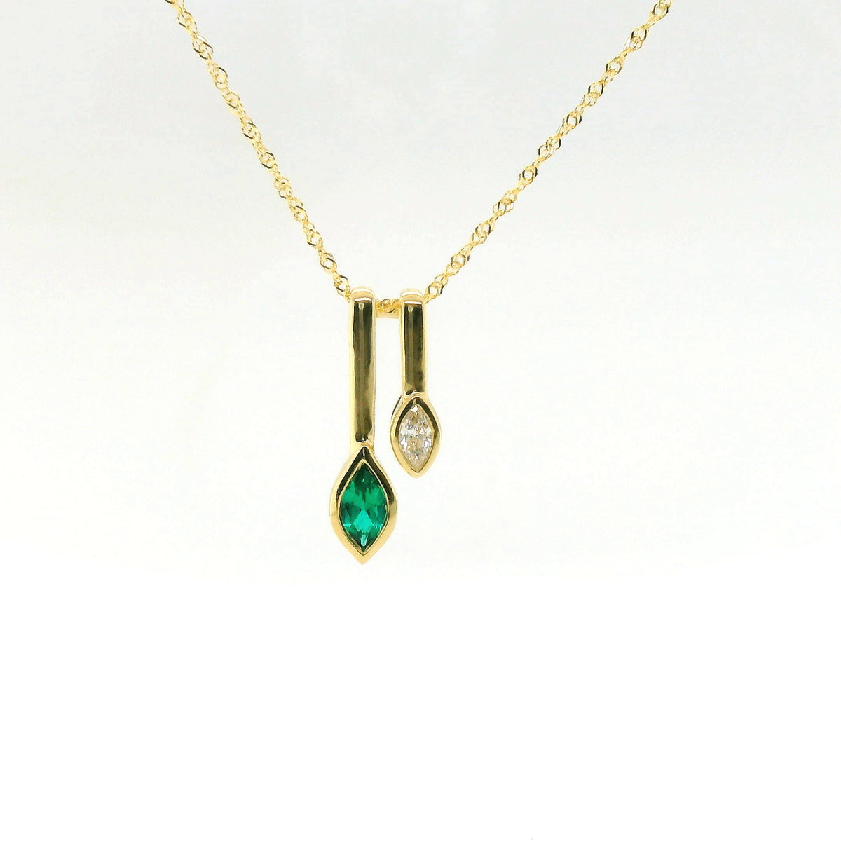 Chatham 0.25ct Lab Emerald & Diamond Pendant