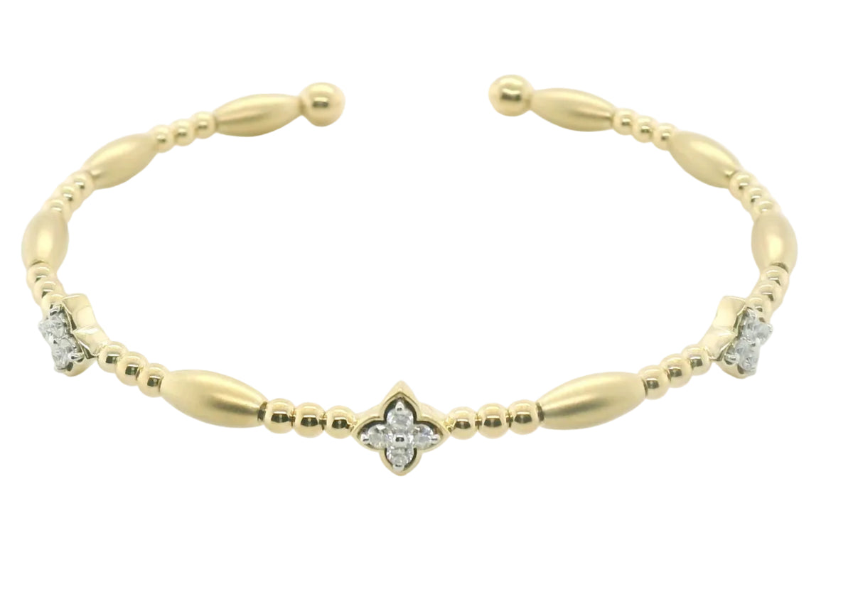 Perfect Love 0.33ct Diamond Gold Beaded Cuff