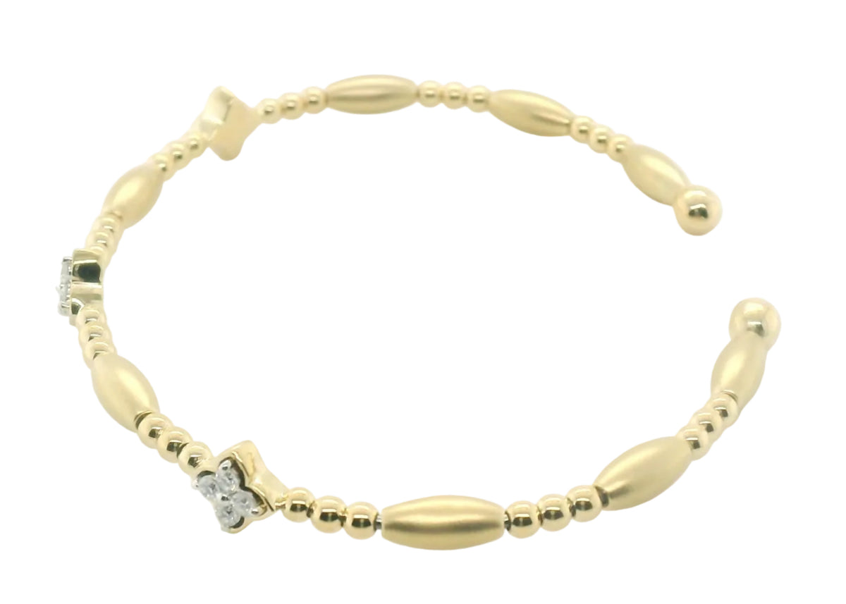 Perfect Love 0.33ct Diamond Gold Beaded Cuff