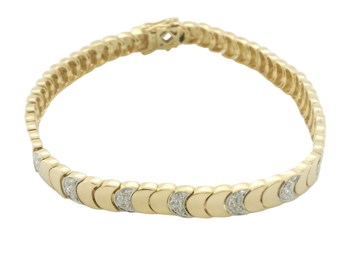 Perfect Love 0.50ct Diamond Gold Half-Moon Link Bracelet