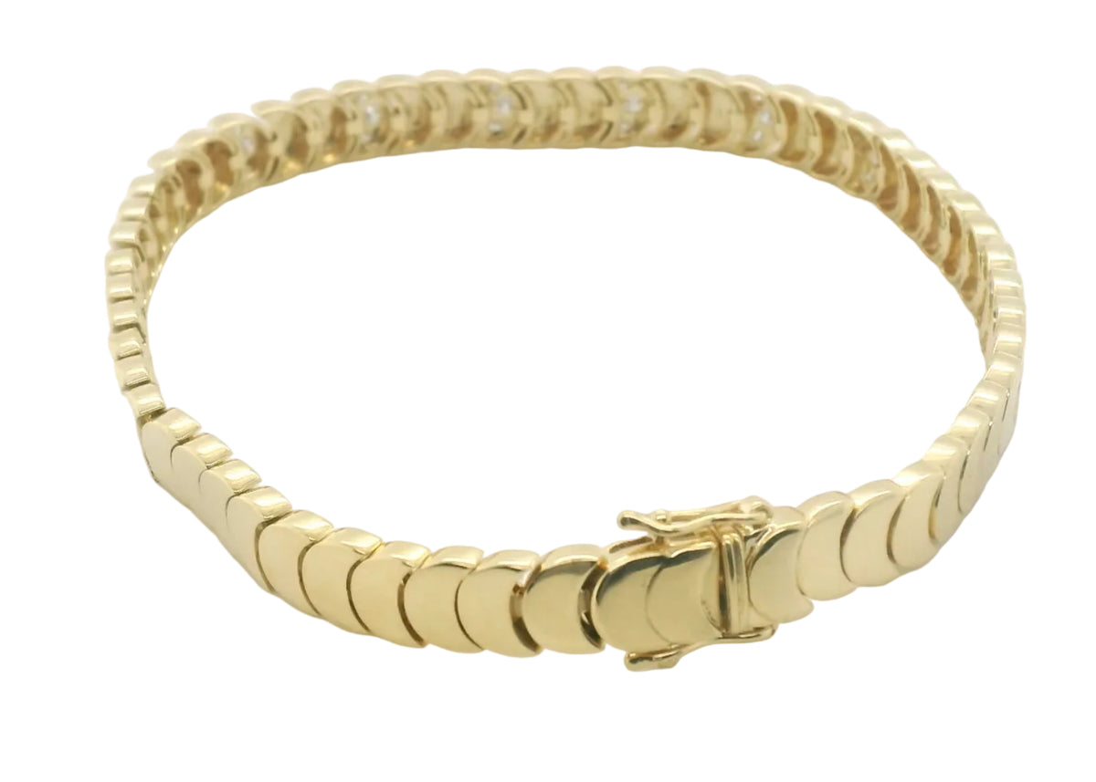 Perfect Love 0.50ct Diamond Gold Half-Moon Link Bracelet