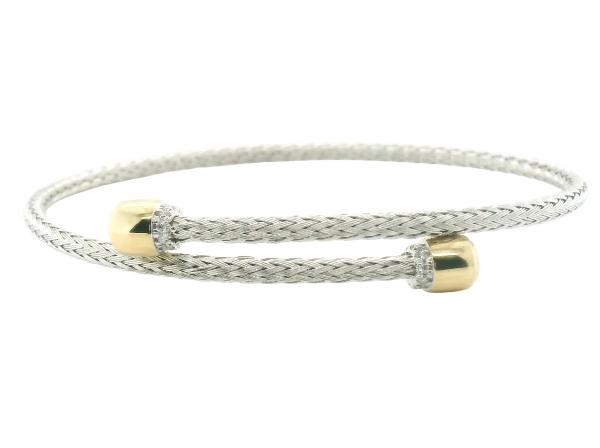 Perfect Love 0.10ct Diamond Two-Tone Silver Braided Bypass Bracelet