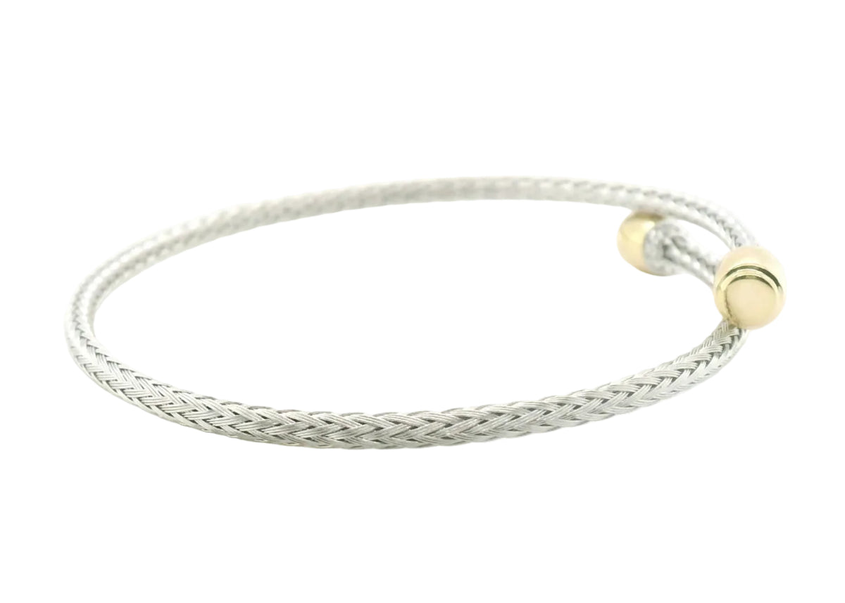 Perfect Love 0.10ct Diamond Two-Tone Silver Braided Bypass Bracelet