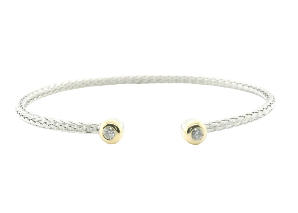 Perfect Love 0.17ct Diamond Two-Tone Silver Braided Cuff