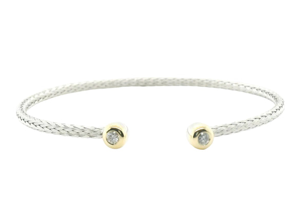 Perfect Love 0.17ct Diamond Two-Tone Silver Braided Cuff