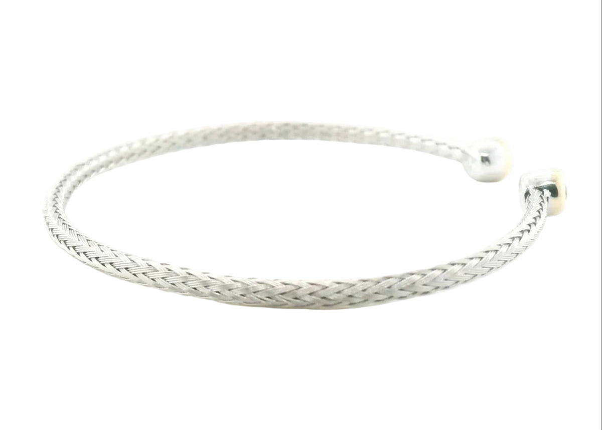Perfect Love 0.17ct Diamond Two-Tone Silver Braided Cuff