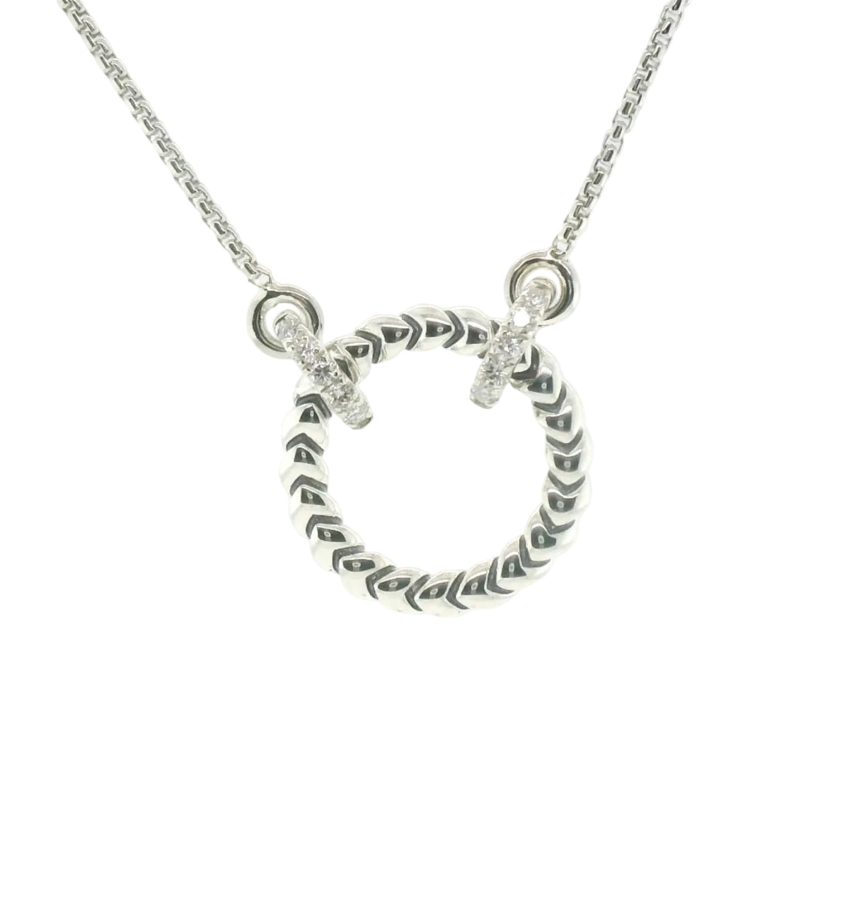 Perfect Love 0.14ct Diamond Circle Silver Necklace