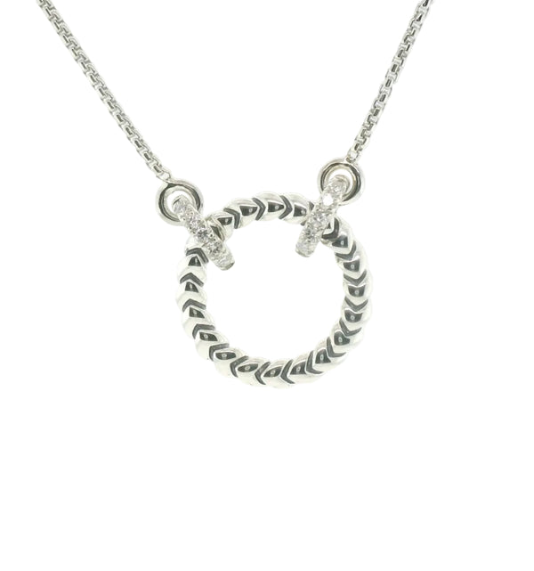 Perfect Love 0.14ct Diamond Circle Silver Necklace