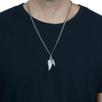 Double Wing Pendant on Curbed Link Chain