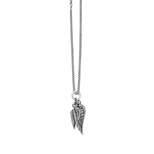Double Wing Pendant on Curbed Link Chain
