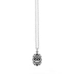 Evil Eye Pendant With Scoll Work on Rolo Chain