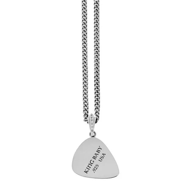 Skull Guitar Pick With Scroll Detail Pendant