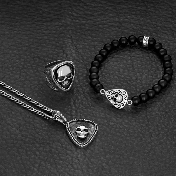 Studded Skull Guitar Pick Pendant