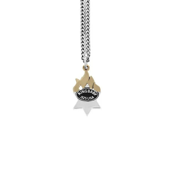 Star of David Pendant With Gold Alloy Flames