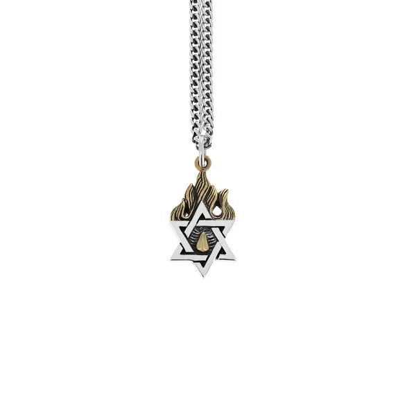 Star of David Pendant With Gold Alloy Flames