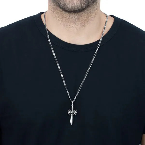 Dagger Pendant on Curb Link Chain
