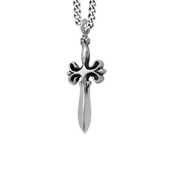 Dagger Pendant on Curb Link Chain
