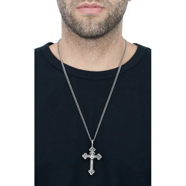 Traditional Cross With Heart Pendant on 24