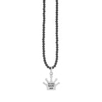 Beaded Pendant With Crown and Gold Alloy Skull
