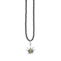 Beaded Pendant With Crown and Gold Alloy Skull