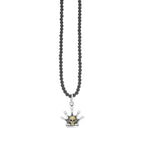 Beaded Pendant With Crown and Gold Alloy Skull