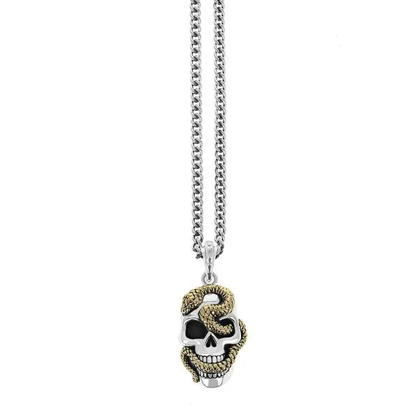 Large Skull Pendant W/ Gold Alloy Snake