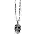 Carved Baroque Skull Pendant on 24 in. Fine Curb Link Chain
