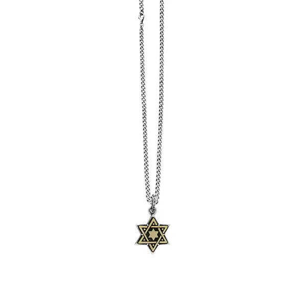 Large Alloy Star of David in Silver Frame Pendant