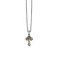 Small Alloy Traditional Cross in Silver Frame Pendant on 24' Curb Link Chain