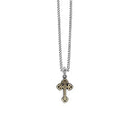 Small Alloy Traditional Cross in Silver Frame Pendant on 24' Curb Link Chain