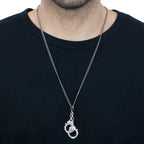 Small Handcuffs Pendant on 24' Curb Link Chain