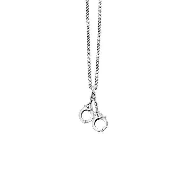 Small Handcuffs Pendant on 24' Curb Link Chain