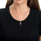 Micro Cz Pave Traditional Cross Pendant on Micro Rolo Chain