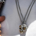 Lion and Gold Alloy Skull Pendant