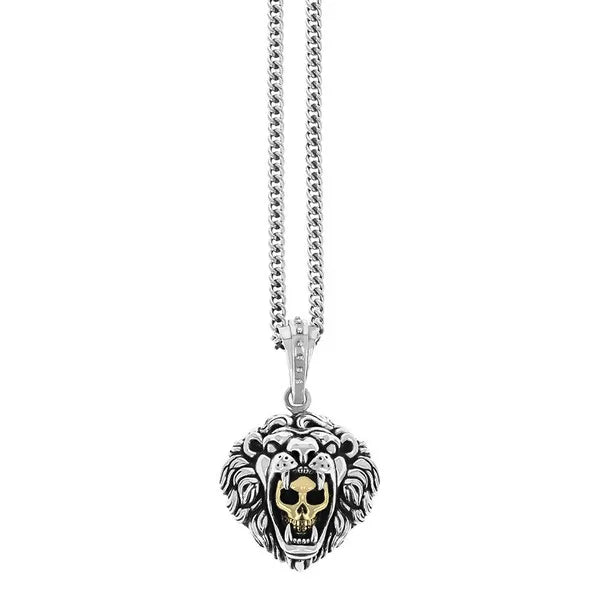Lion and Gold Alloy Skull Pendant
