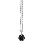 Crowned Garnet Pendant W/ Micro Rolo Chain