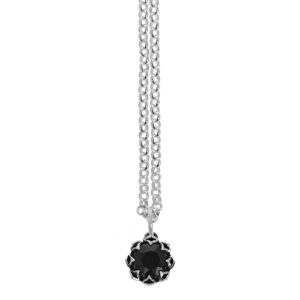 Crowned Garnet Pendant W/ Micro Rolo Chain