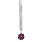 Crowned Garnet Pendant W/ Micro Rolo Chain