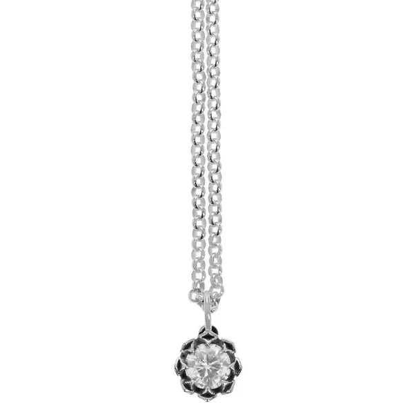 Crowned Garnet Pendant W/ Micro Rolo Chain