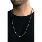 Mb Cross and 4mm Onyx Bead Necklace